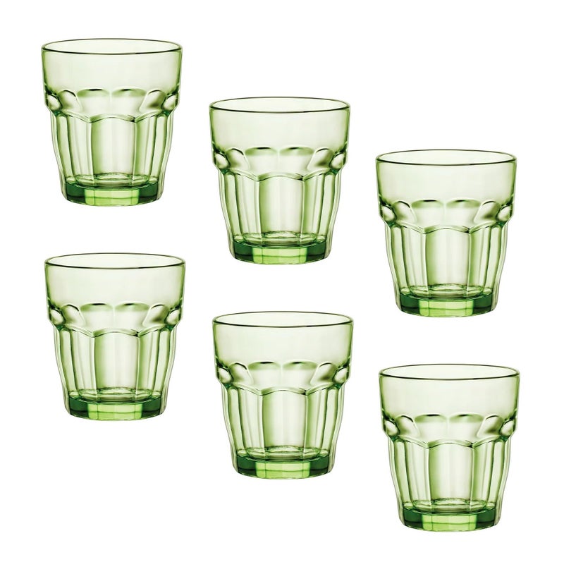 Bormioli Rocco Rock Bar 9.25 oz. Rocks Stackable Tempered Beverage Glasses for Cold Drinks, Water, and Cocktails, Set of 6, Mint Green - Image 1